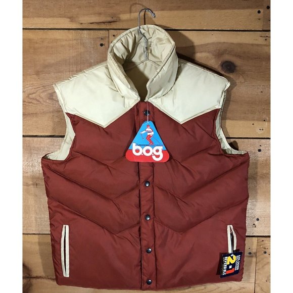 NEW Vintage B.O.G 50% Down 50% Feathers Vest Mens Size Medium Snap Button Up